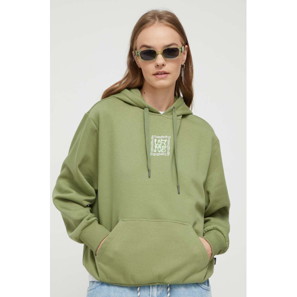 Кофта Vans женская цвет зелёный с капюшоном с принтом
