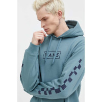 Хлопковая кофта Vans мужская цвет бирюзовый с капюшоном с принтом