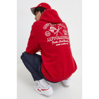 Хлопковая кофта Vans мужская цвет красный с капюшоном с принтом