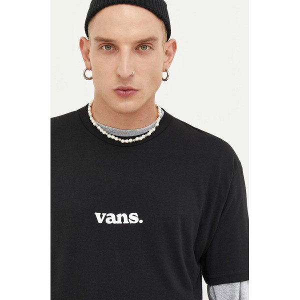 Хлопковая футболка Vans цвет чёрный с принтом