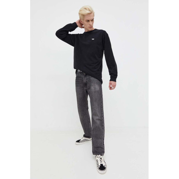 Хлопковый лонгслив Vans цвет чёрный однотонный