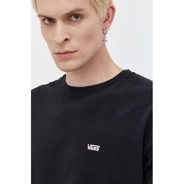 Хлопковый лонгслив Vans цвет чёрный однотонный