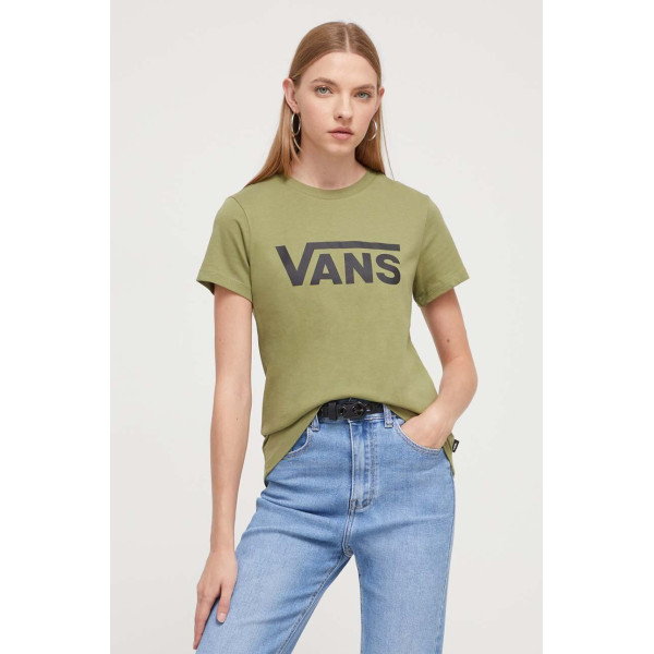 Хлопковая футболка Vans цвет зелёный