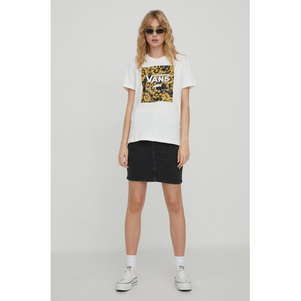 Хлопковая футболка Vans женский цвет бежевый