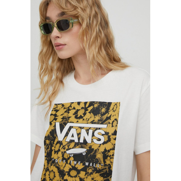 Хлопковая футболка Vans женский цвет бежевый