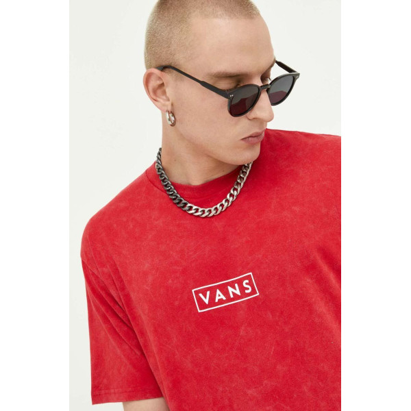 Хлопковая футболка Vans цвет красный с принтом