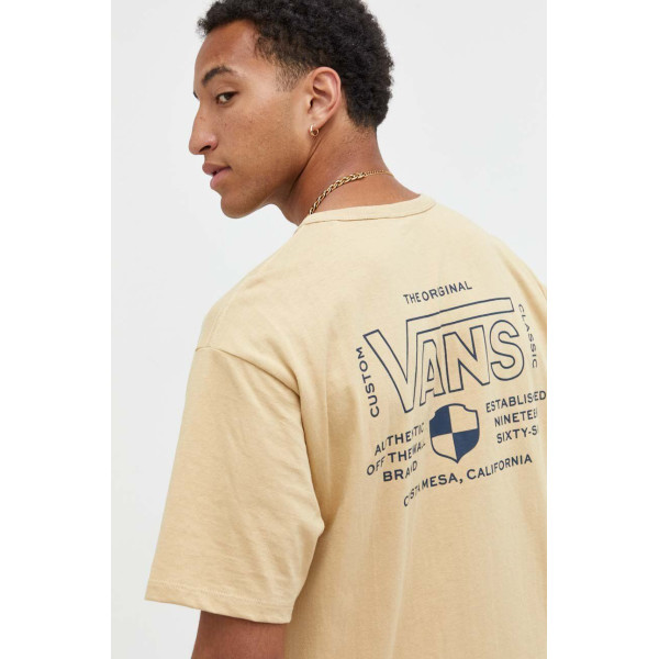 Хлопковая футболка Vans цвет бежевый с принтом
