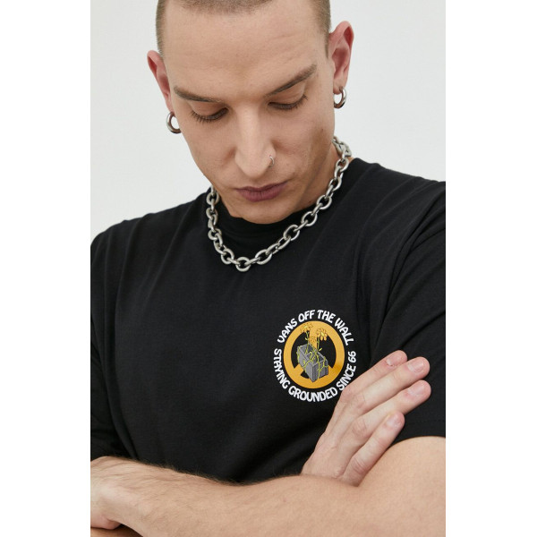 Хлопковая футболка Vans цвет чёрный с принтом VN00003FBLK1-black