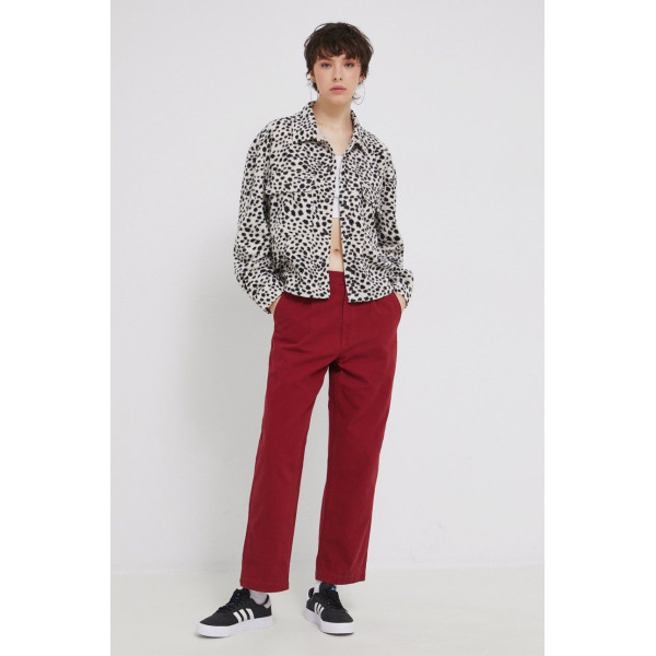 Хлопковые брюки Vans женские цвет красный chinos высокая посадка