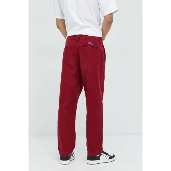 Хлопковые брюки Vans женские цвет красный chinos высокая посадка