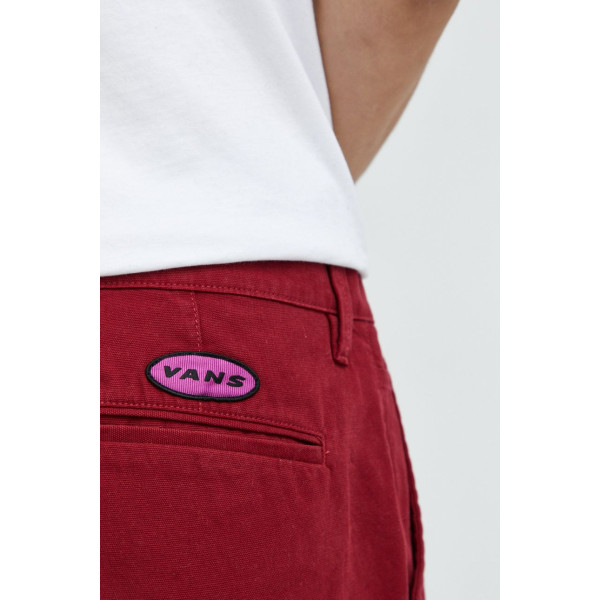 Хлопковые брюки Vans женские цвет красный chinos высокая посадка