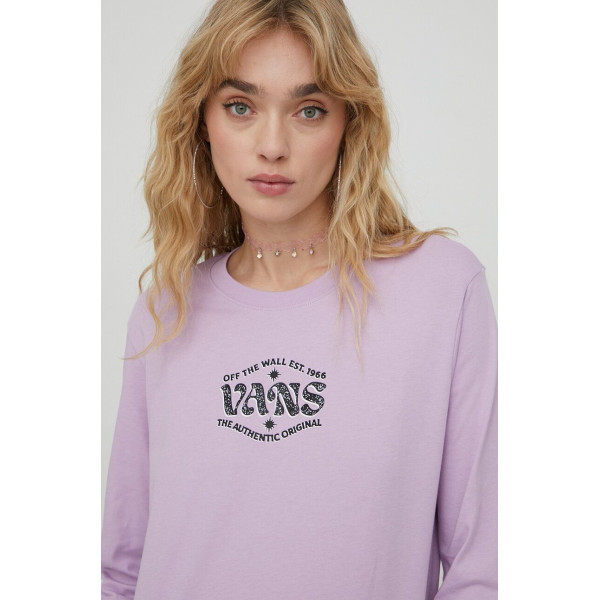 Хлопковый лонгслив Vans цвет фиолетовый