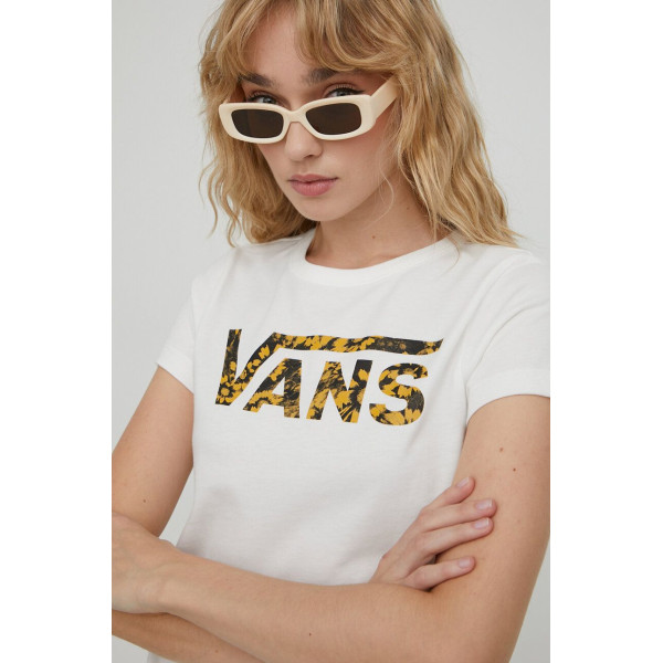 Хлопковая футболка Vans женский цвет бежевый