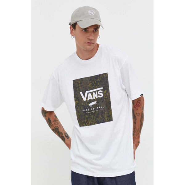Хлопковая футболка Vans цвет белый с принтом