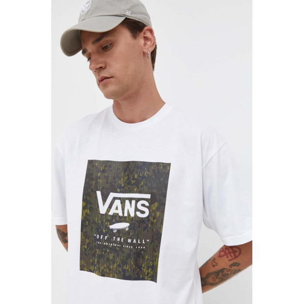 Хлопковая футболка Vans цвет белый с принтом