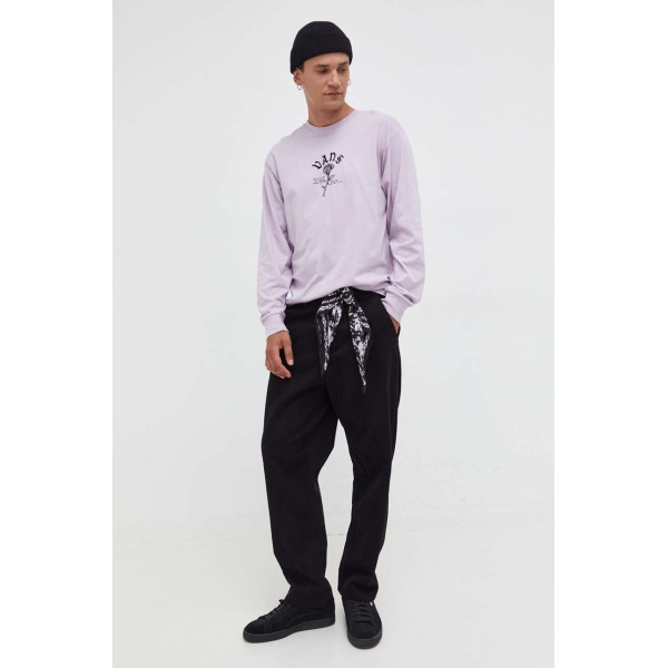Хлопковый лонгслив Vans цвет фиолетовый с принтом