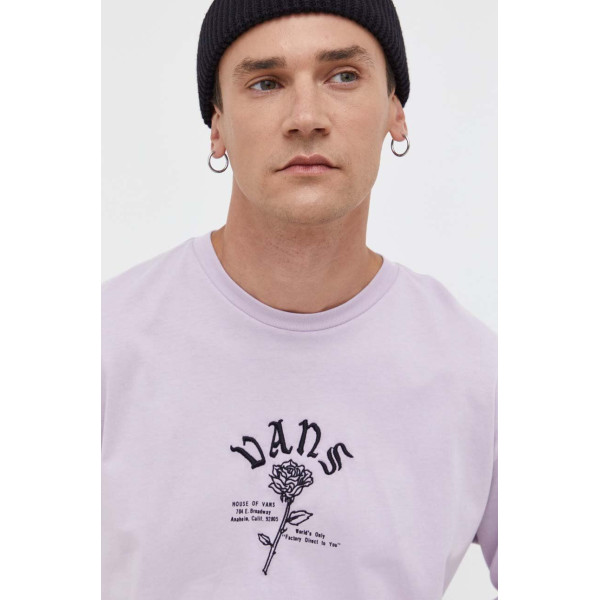 Хлопковый лонгслив Vans цвет фиолетовый с принтом