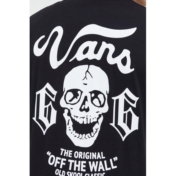 Хлопковая футболка Vans мужской цвет чёрный с принтом