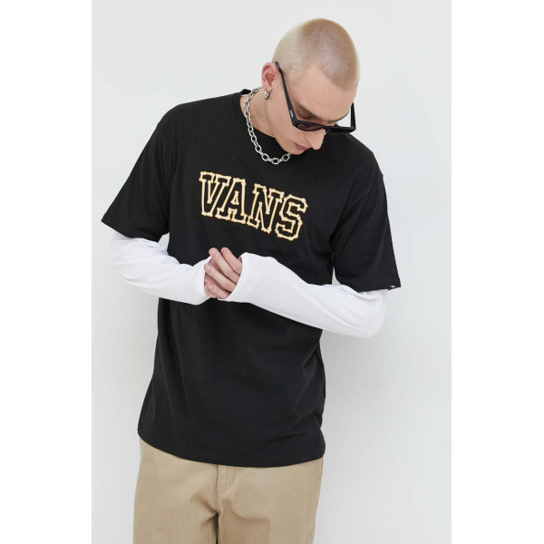 Хлопковая футболка Vans цвет чёрный с принтом